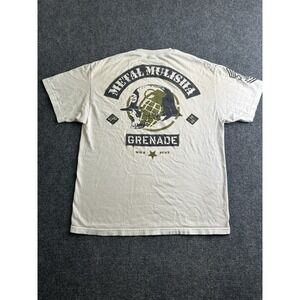 Mens Metal Mulisha Grenade Graphic T Shirt Cream Beige, Size XL